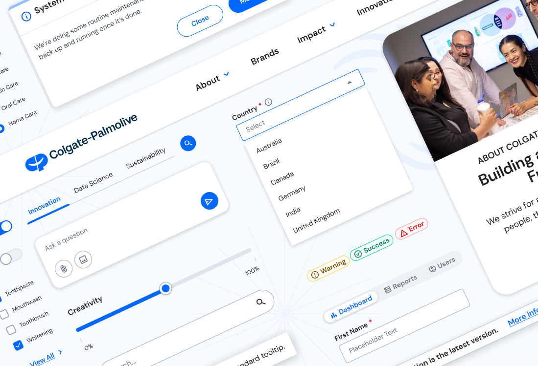 Emblem design for Madame FC depicting an M monogram in a circle with the words "Madame FC EST. 2003" inside on top of a background image of a soccer stadium.